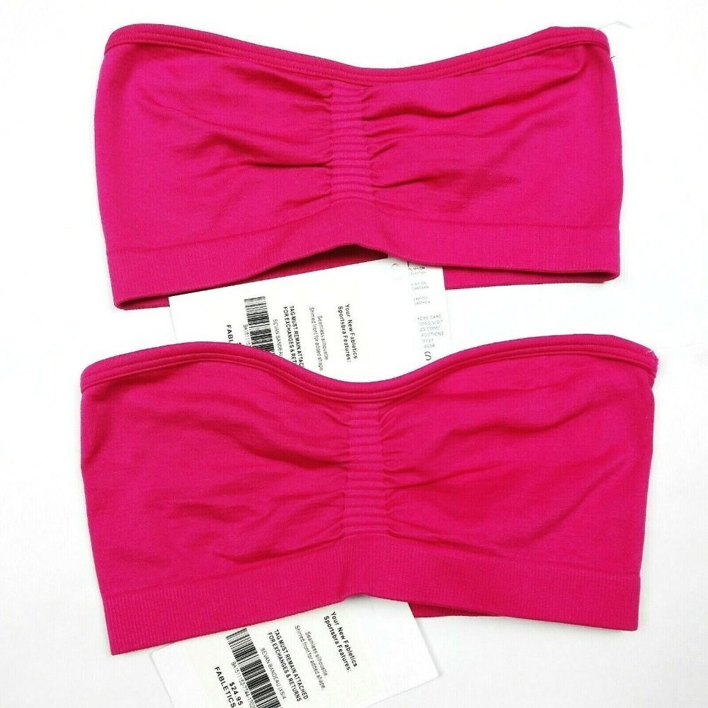 X2 Fabletics Bandeau Womens Strapless Sports Bra Pink Size XS NWT